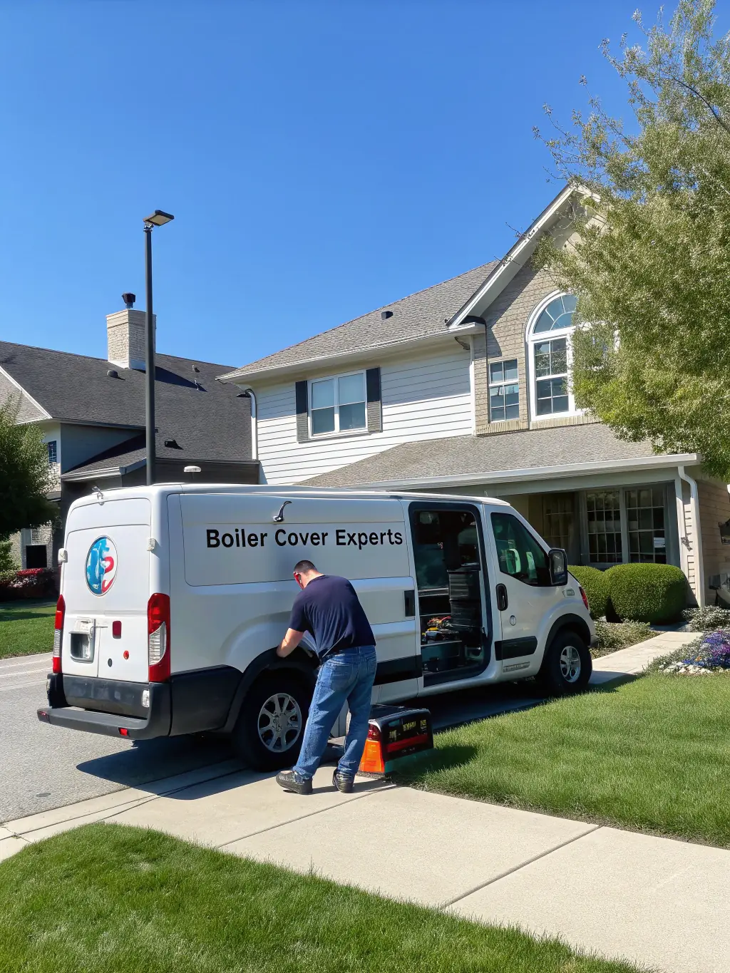 A Gila Heating and Cooling service van arriving at a customer's home, showcasing prompt and reliable service.