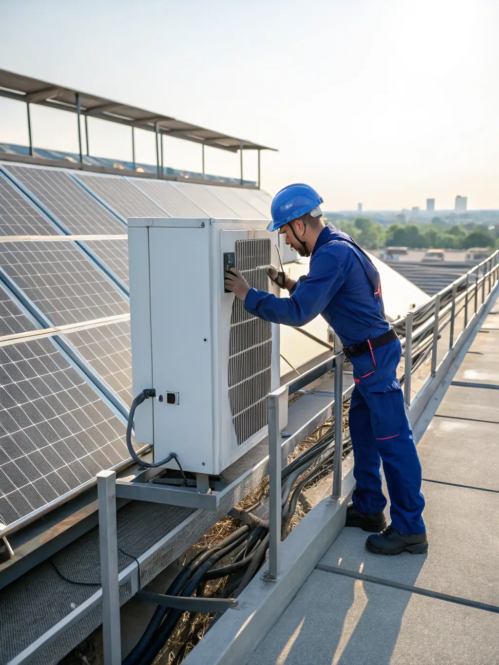 A modern, energy-efficient HVAC unit being installed in a residential home in Tucson, Arizona, showcasing the latest technology and professional installation by Gila Heating and Cooling.